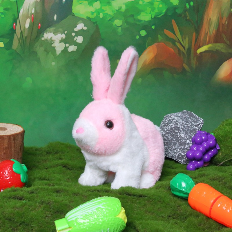 Easfan Walking Rabbit Interactive Electronic Pet Plush Bunny Toy with