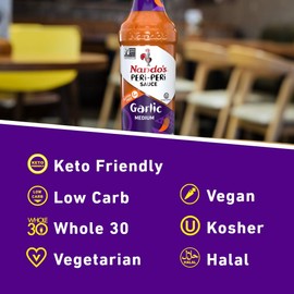 Nando's PERi PERi Garlic Sauce - Medium Heat Tangy Flavor | Gluten Free Hot Sauce, 9.1 oz Bottles (4 Pack)