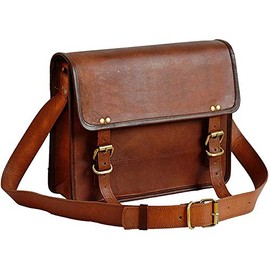 Jaald 33 cm Genuine Leather Laptop Bag Shoulder Bag Messenger Bag Bicycle Bag School Bag Waterproof Vintage Men Women Gift XL Leather Messenger Bag, brown, vintage