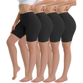 Yeblues 4 Pack Womens Cotton Boyshorts Underwear Boxer Slip Shorts Anti Chafing Biker Shorts Plus Boy Short Panties(Black,Large)