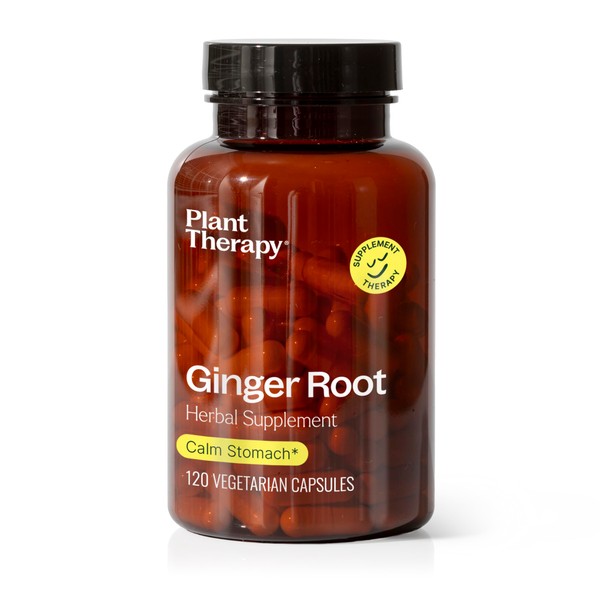 Plant Therapy Ginger Root Herbal Supplement Capsules, Calms Upset Stomachs,
