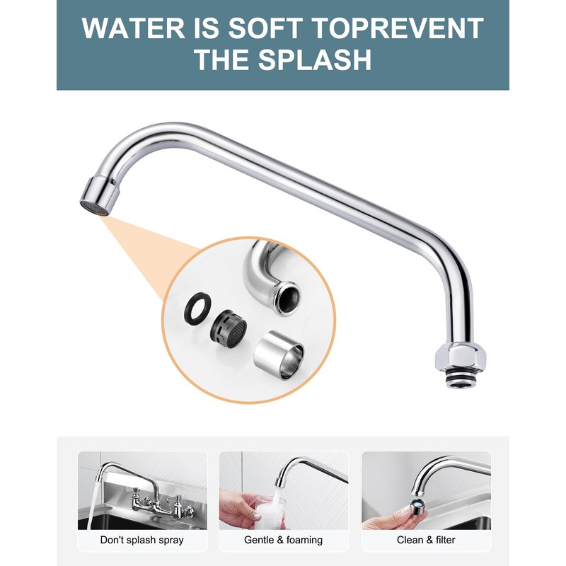 G3/4 Internal Thread 10” Commercial Faucet Swivel Spout Replacement: Add-on
