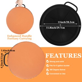 2 Pcs 5 Gallon Bucket Seats, 360 Degree Swivel 2 Inch Thick 5 Gallon Bucket Lid Cushion for Hunting Fishing Baseball Gardening and Camping（Orange + Black）