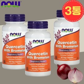 Bundle of 3 Now Foods Bromelain Quercetin Quercetin Flavonol Veggie Capsules 60 Tablets Vegan Halal, 3 Pieces / 3통묶음 나우푸드 브로멜라인 케르세틴 퀘르세틴 플라보놀 베지캡슐 60정 비건 할랄, 3개