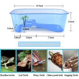 RYPET Turtle Tank Aquarium - Reptile Habitat, Turtle Habitat, Reptile Aquarium Tank for Crayfish Crab (Excluding Accessories) Blue