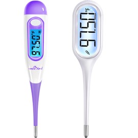 Easy@Home Basal Body Thermometer for Ovulation, 1/100th Degree High Precision, Accurate BBT Thermometer for Natural Ovulation Tracking by Premom APP, EBT-100B & EBT-013, Purple, Pink