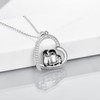 YAFEINI Penguin Family Necklaces Penguin Gifts 925 Sterling Silver Hugging