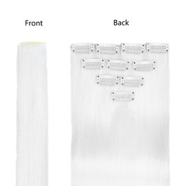 Luxiremi Colourful Hair Strands for Children, Pack of 10, 22 Inch Long Hairpiece, Beige Synthetic Hair, Coloured Hair Extensions Clip Hair Strands for Clip in