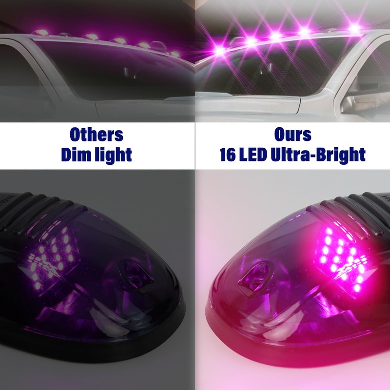 5 Pack Purple Cab Lights,16 LED 12V Top Marker Clearance
