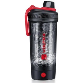VOLTRX Electric Protein Shaker Bottle - USB Rechargeable Mixer Cup for Shakes and Meal Replacements, BPA-Free Tritan, 24oz - Color: Hot Red