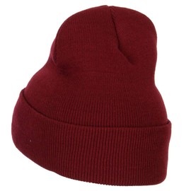 New Mexico Flag Map Embroidered Long Beanie - Maroon OSFM