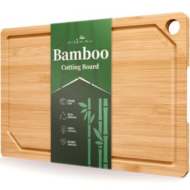 Kitsure Bamboo Cutting Board - Multi-Sizes Wooden Cutting Boards for Kitchen, Convenient Kitchen Essentials with Deep Juice Grooves, Cutting Board for Chopping & Serving, X-Large, Natural