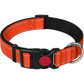 Reflective Nylon Dog Collar, Adjustable Pet Collars wiih Safety Buckle, Quick Release Buckle Adjustable Leash Pet Safety Collars for Dogs (Orange, S)