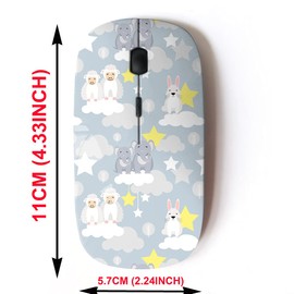 mouse inalámbrico de 2.4 G con bonito diseño de patrón para todos los portátiles y computadoras de computadora con nano receptor, lindo animal Kid