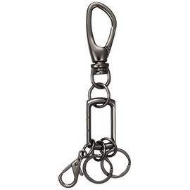 Patrick Cox Key Holder for Men and Women, Unisex, Cowhide Leather, Alloy, Black Metal, Sharp, Luxury, Belt Loop, Key Ring, Key Charm, Carabiner, Chronel