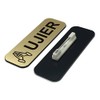 Ujier 1 x 3" Name Tag/Badge, Brushed Gold, Praying Hands
