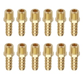 Litorange 8 PCS Solid Brass Pipe Fitting and Air Hose End Fitings 1/4" Barb x 1/4" NPT Male Thread Pipe Adapter