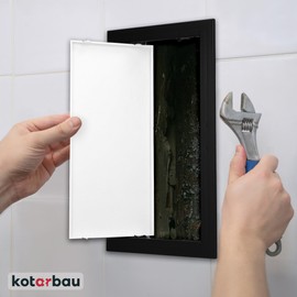 KOTARBAU® Inspection Door 15 x 30 cm Inspection Flap Drywall Black Plastic Maintenance Flap Inspection Cover Service Flap Inspection Door Cleaning Flap