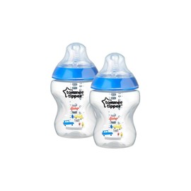 Tommee Tippee Closer to Nature Baby Bottles, Slow Flow Breast-Like Teat with Anti-Colic Valve, 260ml, Pack of 2(Assorted items)