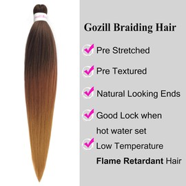 Brown Ombre Braiding Hair Pre Stretched Kanekalon Braiding Hair Extension 26 Inch Colored Synthetic Fake Hair for Braiding