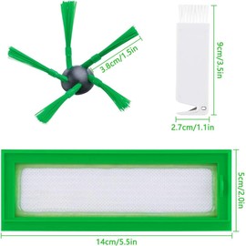 MYAYD Replacement Parts Kit for Vorwerk Kobold VR200 VR300 Robot Vacuum, 4 Filters, 6 Side Brushes and 1 Small Brush