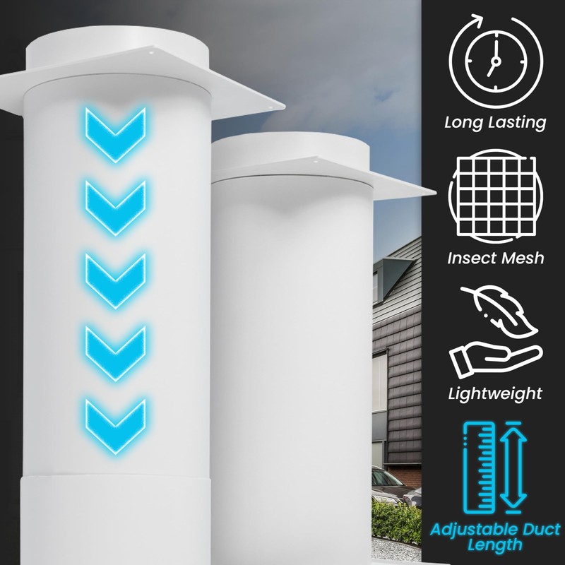 5 Inch Through-Wall Ventilation kit - Adjustable - Louvered Dryer