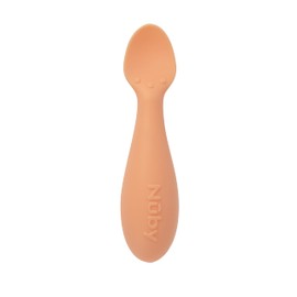 Nuby Silicone Mini Spoons - (2-Pack) Baby-Led Weaning Spoons for Babies - 4+ Months - Orange