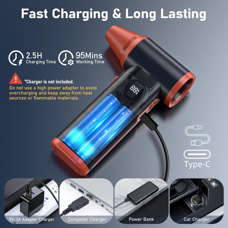 Larkeey Compressed Air Duster Rechargeable Electric Duster for PC Keyboard