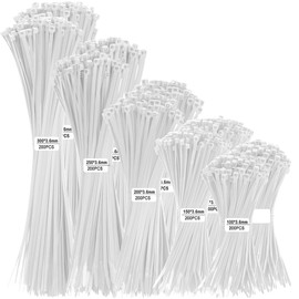 1000 PCS Cinchos de Plastico,Bridas para Cables para Electricidad,Ancho 3.6mm,10/15/20/25/30cm,Bridas Multiusos, Cintillos de Plástico Nylon Autobloqu