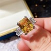 Psiroy Women's 925 Sterling Silver Plated Emerald Cut Simulated Citrine