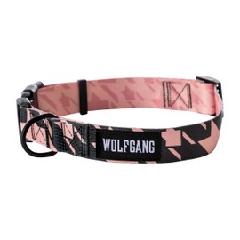 Wolfgang Heavy Duty, Adjustable Wide Venture Dog Collar with Quick Release Nylon Buckle for Walking & Training, HoundsPink Print, Medium