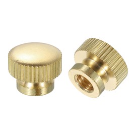 sourcing map Knurled Thumb Nuts, 2Pcs M6 x D14mm x H11mm Brass High Head Blind Hole with Collar High Head Blind Hole Round Knobs Fasteners for 3D Printer Parts, Machine Tools