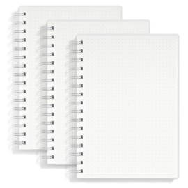 STUDIO O. A. A5 Spiral Dot Grid Notebook 3 Pack, 160 Pages Ivory White 100GSM Thick Paper, Waterproof Frosted Translucent Cover, Perforated Tear Off Line Journal for School Office Home