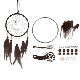 PATIKIL DIY Dream Catcher Kit, Making Dream Catcher Supplies Wall Hanging Handmade Dream Catcher Kits for Beginner Style 3, Brown