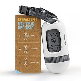 SVD.PET Dispensador de bolsas para excrementos de perro, bolsa de basura retráctil que se adapta a cualquier correa de perro, bolsas de basura compostables, soporte para bolsas de excrementos, accesorio para caminar de perros, blanco perla