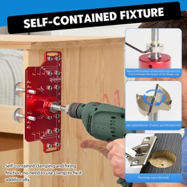 Shelf Pin Device and 35mm Hinge Device, 2-in-1 Shelf Pin Drilling Tool, Furniture Drilling Template with 5mm and 1/4-inch Drill Bits, Cabinet Hinge Device, Borehole Drilling Guide