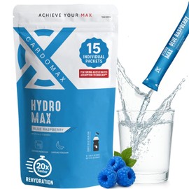 Hydromax Electrolyte Drink Mix – Blue Raspberry 15 Liquid Packets with Potassium & Magnesium – Zero Sugar, Keto & Vegan Electrolytes for Rapid Hydration & Recovery Supplement