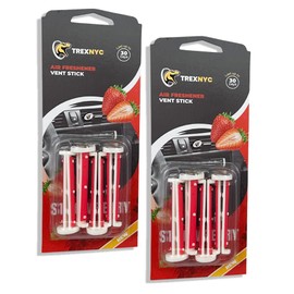 TrexNYC Car Air Fresheners Vent Sticks, Essential Car Odor Eliminator, For Long Lasting Fragrance up to 60 days, 2 Packs (Strawberry)