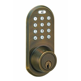 MORNING INDUSTRY INC QF-01AQ 3-in-1 Remote Control & Touchpad Dead Bolt, Antique Brass