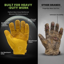 Schwer Pro Max ANSI A9 Cut Resistant Leather Work Gloves, PM3401, L