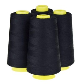 4 Cones (3000 Yards Each) Sewing Threads Polyester Threads Spool of Threads (402#) for Sewing Machine and Hand (Black)