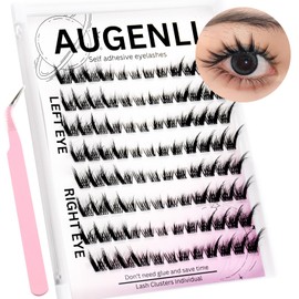 Self-adhesive Natural Lash Clusters Extensions with Tweezers Kits Anime Eyelash Extensions D Curl Wispy Manga Eyelash Clusters Eyelash Extensions Manhua Individual Lashes (H102, 5-16mm)
