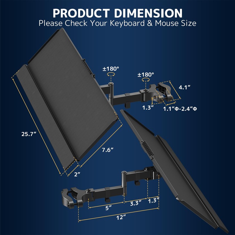 STANDOPIA Pole Mount Keyboard Tray - Universal 26 Inch Platform