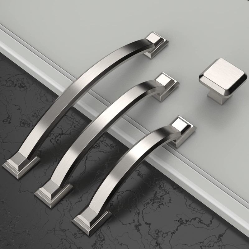 Amerdeco 10 Pack Brushed Satin Nickel Cabinet Pulls 4 Inch(102mm)