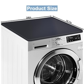 Washer and Dryer Top Protector Mat 24" x 19.7" - Waterproof Silicone Cover with Raised Edges, Non-Slip Washer Dryer Countertop for Laundry Room, Black 1PCS