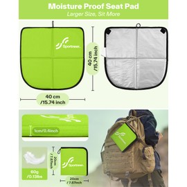 Sportneer Outdoor Seat Cushion, 40 x 40 cm Seat Pad Outdoor Waterproof Oxford Fabric Thermal Seat Cushion Foldable for Camping, Hiking, Stadium and On the Go