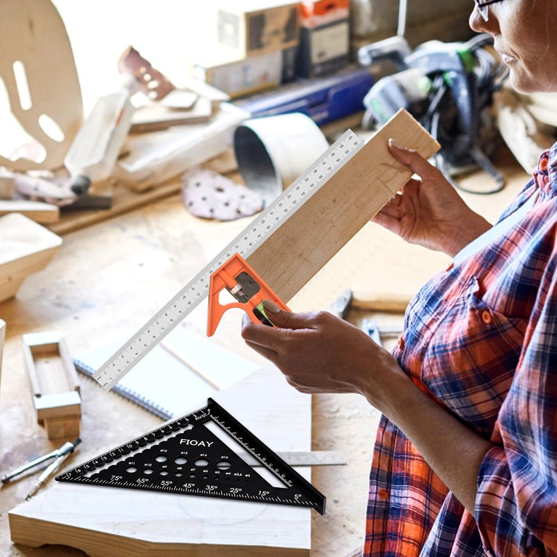 Carpenter's Square 180 mm, Combination Angle 300 mm, Multifunctional Triangle