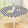 misaya Round Fitted Tablecloth with Elastic Edge, Buffalo Plaid Waterproof
