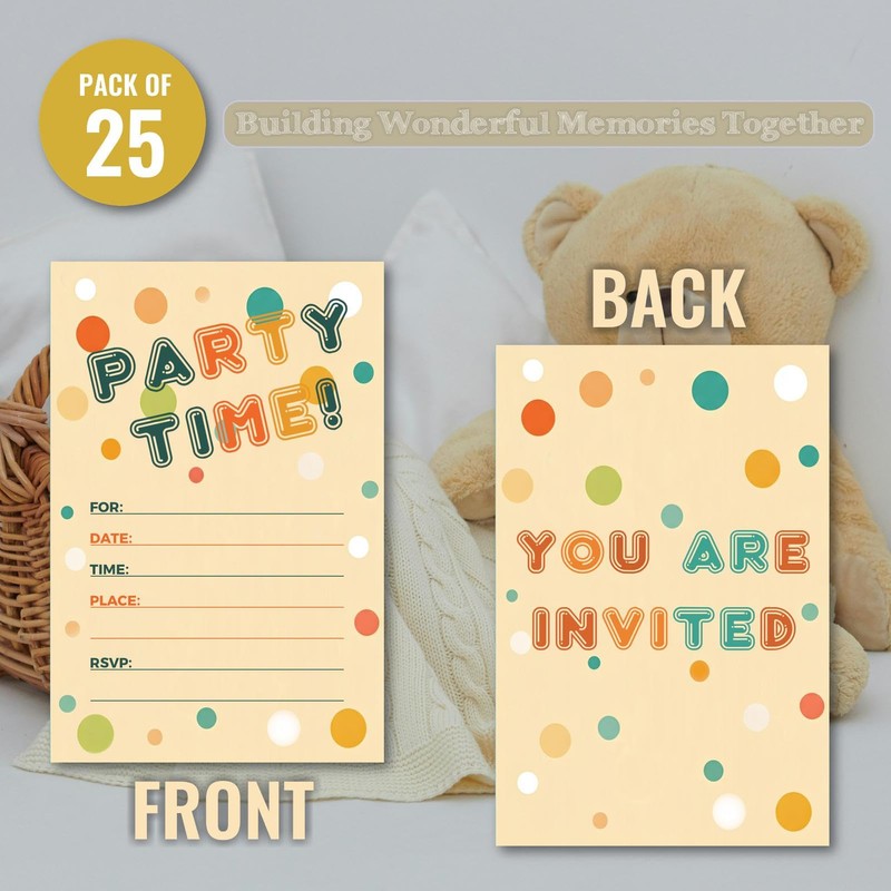 WENFLY Party Time Invitations for All Occasions, Banana Mania Polka