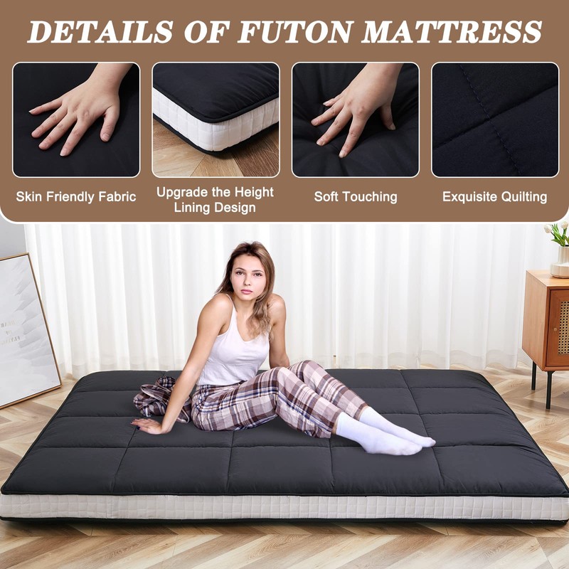 DoCred Japanese Floor Mattress, Queen Size Thick Japanese Futon Mattress